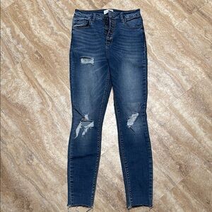 Cello Blue Skinny Jeans with Distressed Details